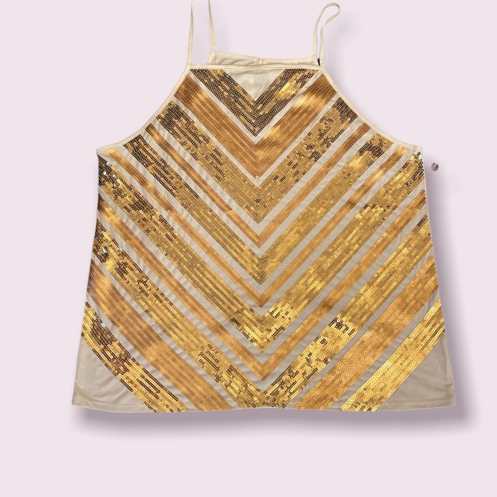 Women’s NWT White & Gold Sequence Cami